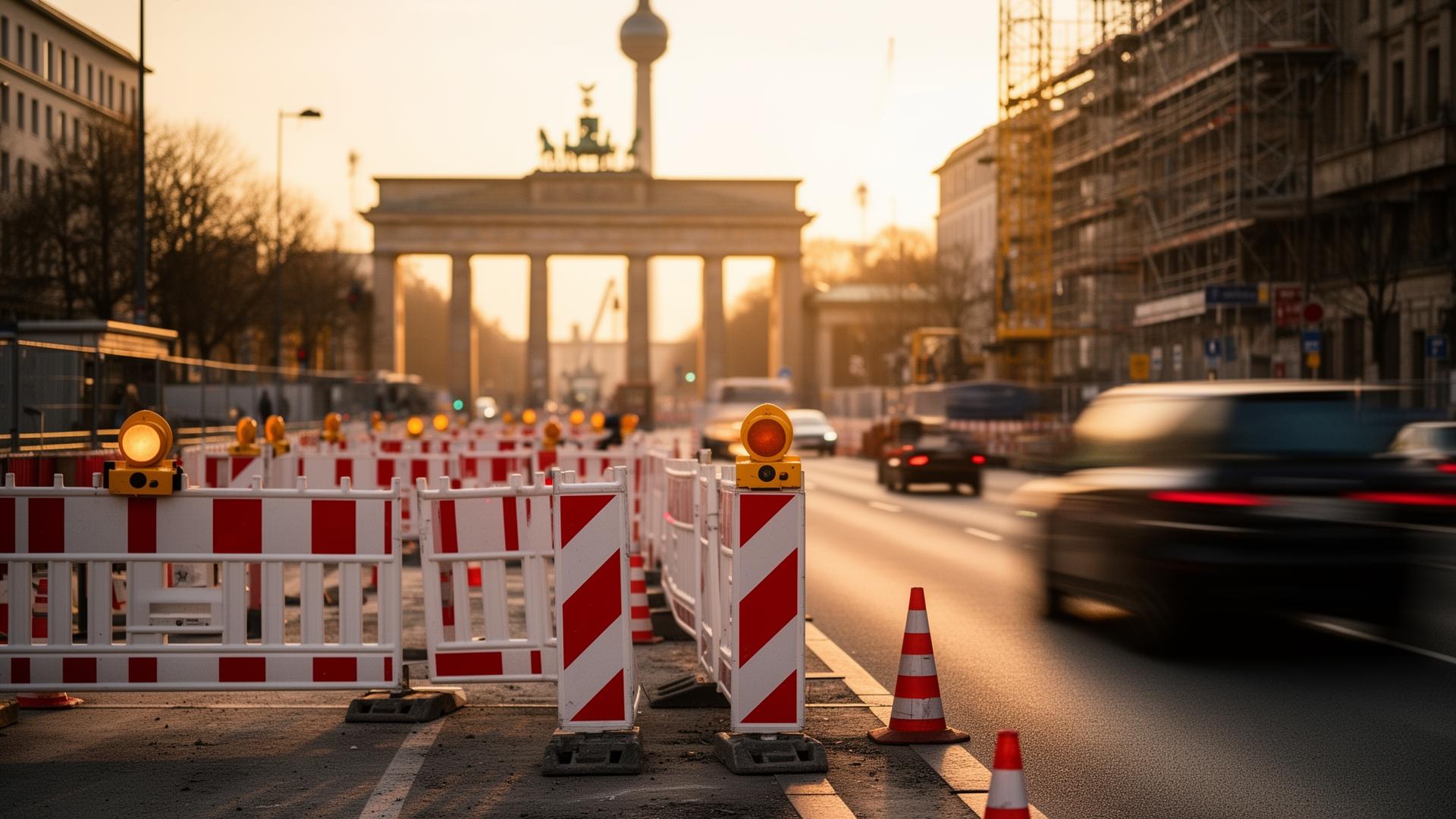 Baustelle in Berlin mit Verkehrssicherung